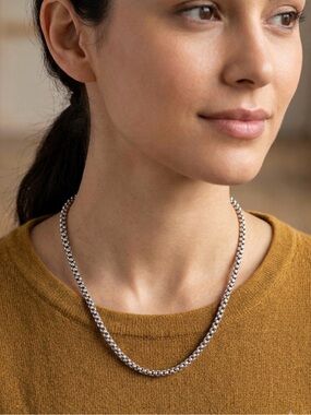 Silpada Retired N1106 Sterling Silver Popcorn Chain Necklace 17”